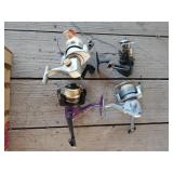 4 Vintage fishing reels, Jarvis walker,Shakespeare