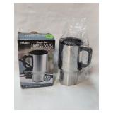 New S.S. Travel Mug with Car Charger 14oz