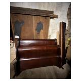 Queen Wood Sleigh Bed Frame w/Foot & Head Boards