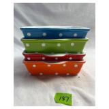 (4) 6ï¿½x6ï¿½x2ï¿½ Polka-Dotted Ceramic Dishes