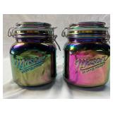 (2) Mason Black Iridescent Glass Clamp Jars - 34oz