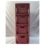 Mauve Pink Plastic 4-Drawer Modular Storage Tower