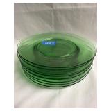 (8) Green Glass Uranium Salad Plates 7.5ï¿½