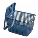 (3) Mainstays XL Plastic Baskets W/Lids, Blue Cove