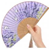 Lysa Hand Held Bamboo Silk Folding Fan Hand Fan