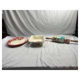 Pioneer Woman Rolling Pin, Dish, & Platter