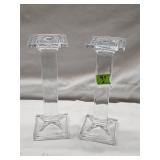 Pair of Glass Candle Holders 9.5'H