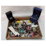 Flat of Costume Jewelry w/Mens Wedding Band