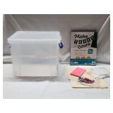 Office Supply Lot & 19L Plastic Tote