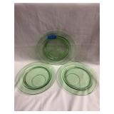 (3) Green Glass Uranium Snack Plates 8.7/8ï¿½