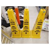 3 plastic wet floor cones, 36' tall
