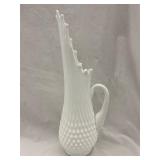 Fenton Milk Glass Hobnail Swung Pitcher Vase