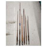 (6)Vintage Wood Fishing Poles w/ Horrocks