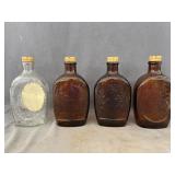 4 - Log Cabin Syrup Collectorï¿½s Flasks