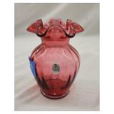 Fenton Cranberry Art Glass Vase 6'Hx4'W