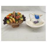 Sorrento Ceramic Fruit Basket & Pitcher w/Basin