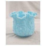 Unmarked Fenton Blue Satin Poppy/Daisy Vase