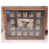 Framed Bowman Baseball Cards w/Pitching Machine