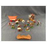 Miniature Plastic Indians, Horse & Carriage, Ship