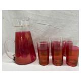 Blendo Red Pitcher & 6 Tumbler Set