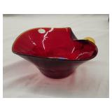 Handblown Amberina Heart Shaped Dish