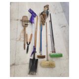 (11)pc Lot Including Fall Decor, Swiffer, Brooms