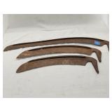 3 Antique Metal Scythe Blades