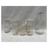 (7) 1/2 Pint & (1) 1 Quart Glass Milk Bottles