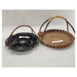 Japanese Ceramic Serving Tray & Pine Needle Basket