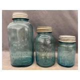 3 Glass Ball Mason Jars - 1/2 Gallon, Quart, Pint