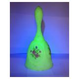 Unmarked Fenton Signed Hand Painted Uranium Bell
