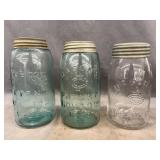 3 Glass Mason Fruit Jars - 1 Quart