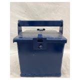 Blue Metal Box w/ Hinged Lid & Handle