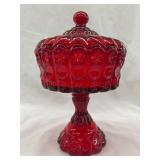Ruby Red Lidded Candy Dish Compote