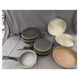 Assorted Pots. Cake Pans, Electrical Cords