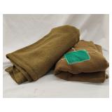 (2) Olive Green Military Blankets 68'ï¿½56'