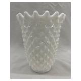 Imperial Glass Diamond Point Milk Glass Vase