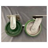 (2) Casters with Green Wheels