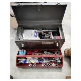 Metal toolbox with auto part assortment