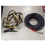 Jumper cables and 3/8' diablo rubber air hose,