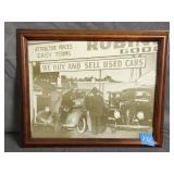 Vintage Framed Clarksdale MS Car Lot Print