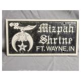 Mizpah Shrine Ft. Wayne Cast Metal Plaque 12'ï¿½6'