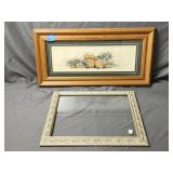 Vintage Frame with Glass & Framed Basket Print