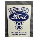 Vintage Metal Ford Parts Sign Detroit MI