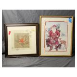(2) Framed Pics w/Woodland Santa by Nadine Harper
