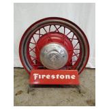 Double sided Firestone tire display with 1930's