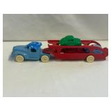 Vintage Plastic Toy Replica Car Hauler w/Cars 9.5