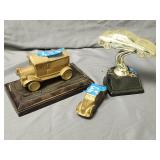 (2)Metal Vintage Cars & Plastic Trophy