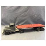Hubley Kiddie Toy Truck & Flatbed Trailer