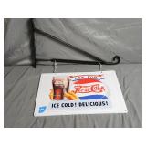 Metal Embossed Pepsi Cola Sign w/Bracket